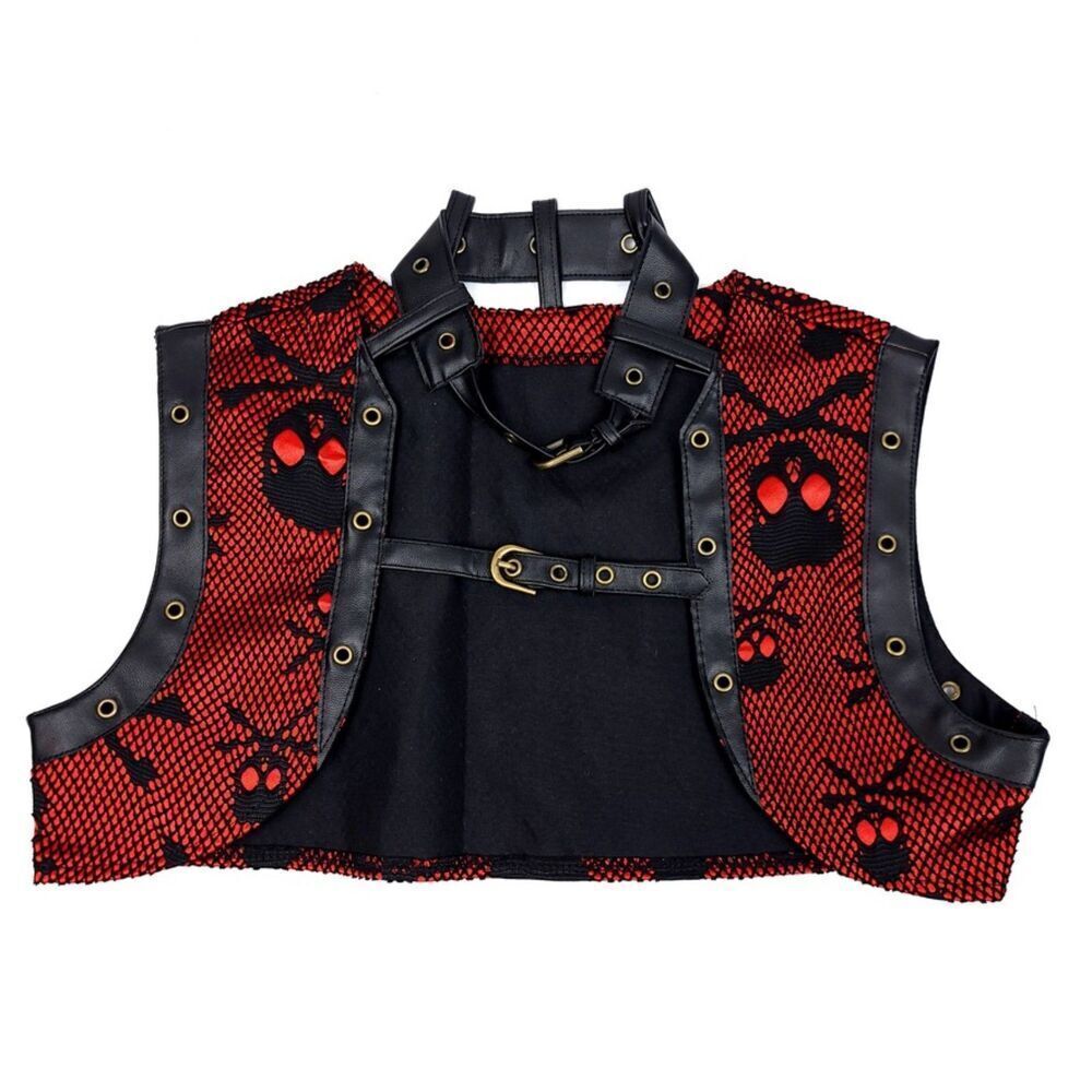 NWT Charmian Goth Steel Boned Steampunk Bustiers Corset Jacket Belt Medium Skull - Picture 8 of 10